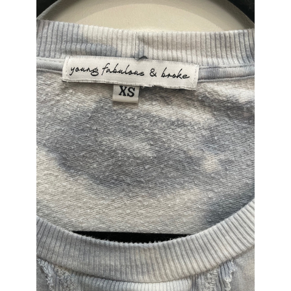 Young Fabulous & Broke Tie Dye Sweatshirt XS Blue Hippie Boho Oversized Relaxed - Picture 3 of 6